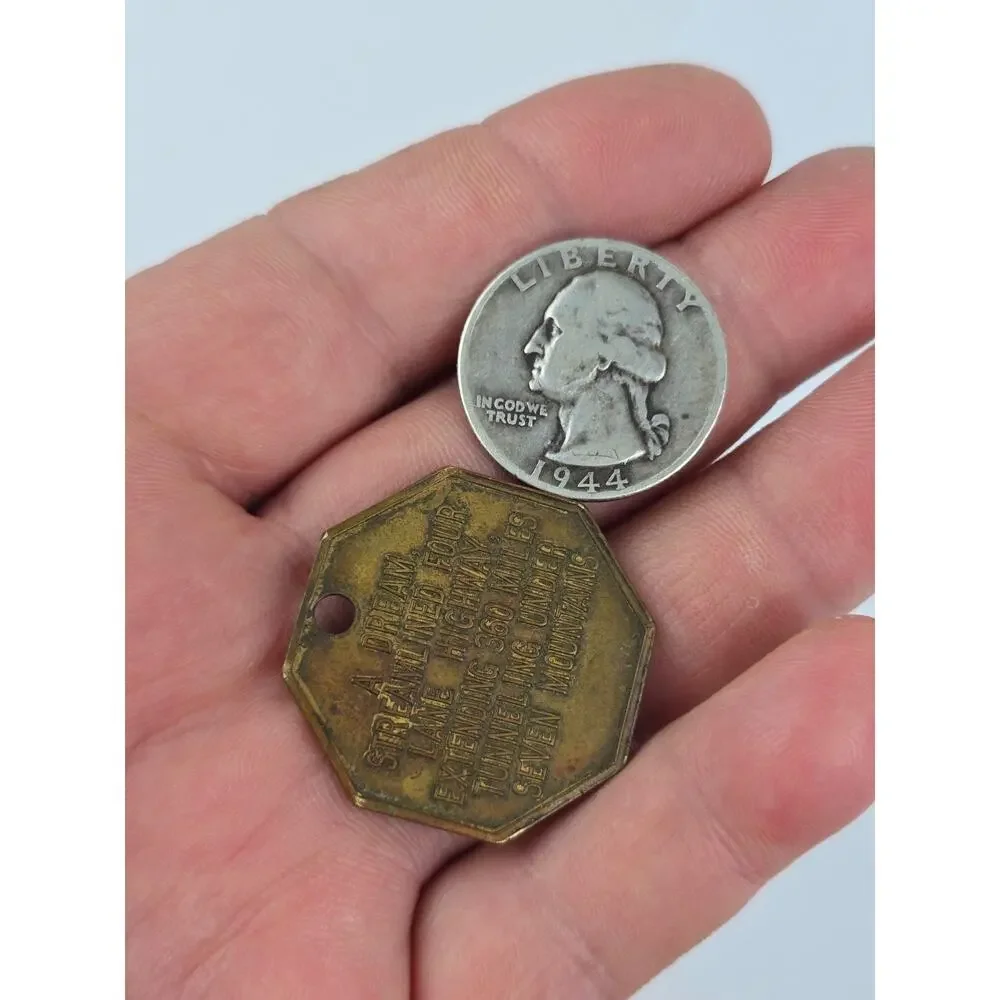 Vintage Pennsylvania Turnpike Super Highway Key Chain Token Medallion 1950s